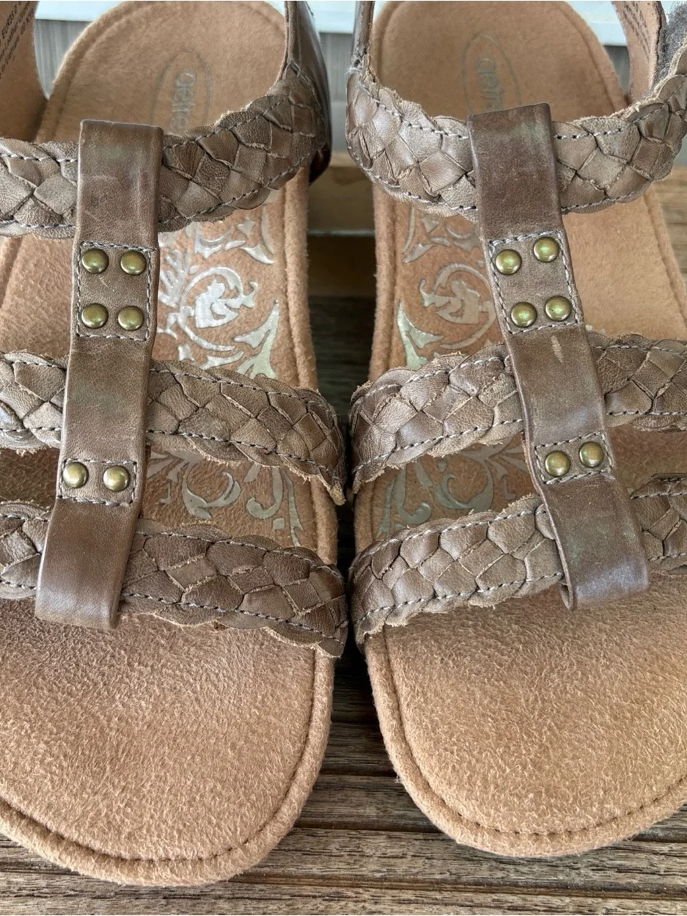 Braided Strappy Women’s Sandals in Light Brown Sz 5